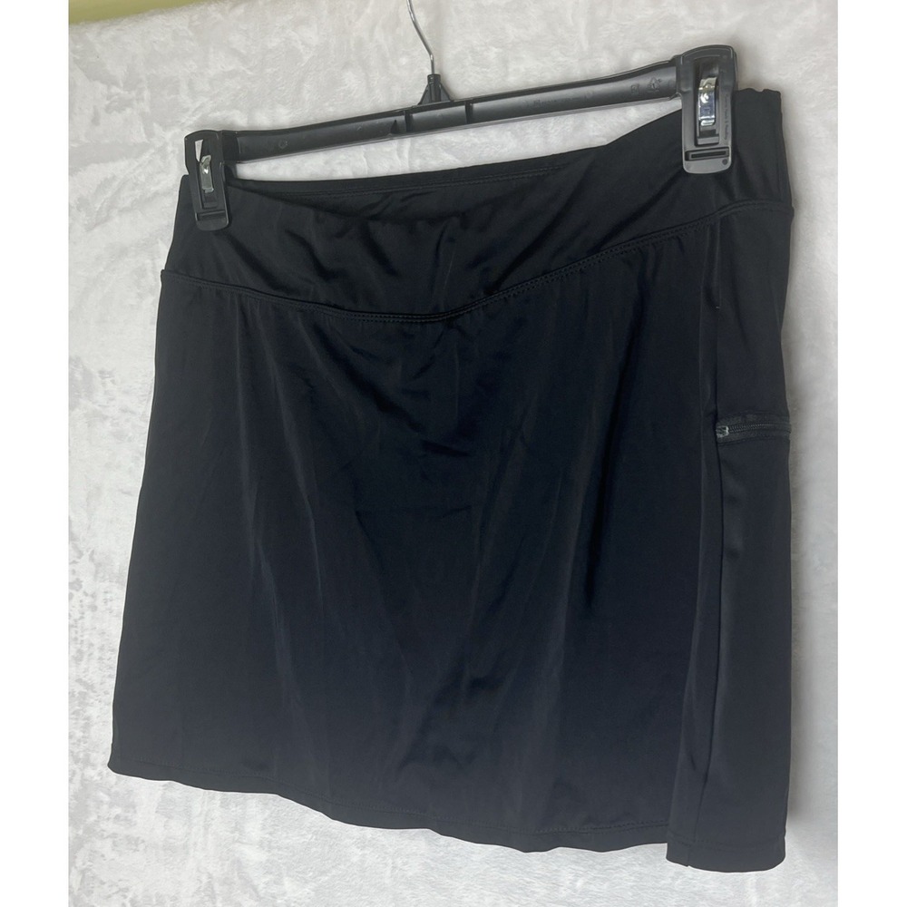 A Shore Fit Women's Swim Skort Bottom Skirt Shorts Black Size 12 - Picture 4 of 6